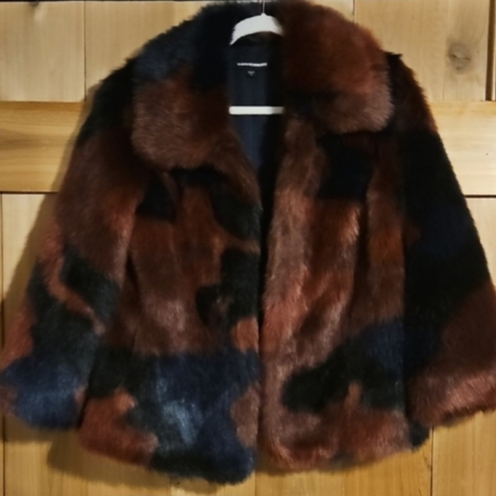 ABS Allen Schwartz Multicolor Faux Fur Jacket - Picture 5 of 6